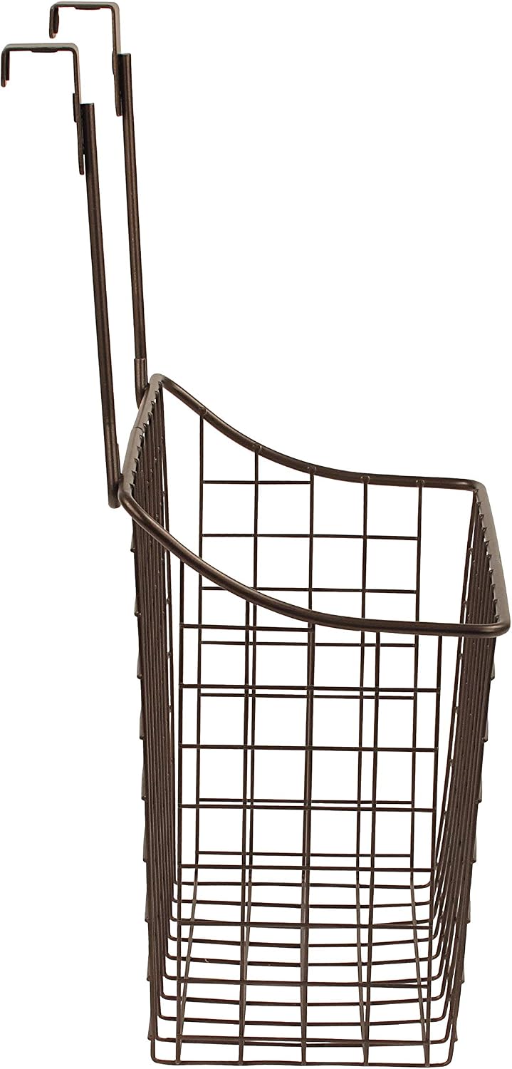 Spectrum Hanging Baskets for Organizing (Large, Satin Nickel) - Grid Over the Cabinet Wire Basket for Kitchen or Bathroom - Door Hanging Storage Organizer for Cleaning Supplies, Washcloths, & Towels
