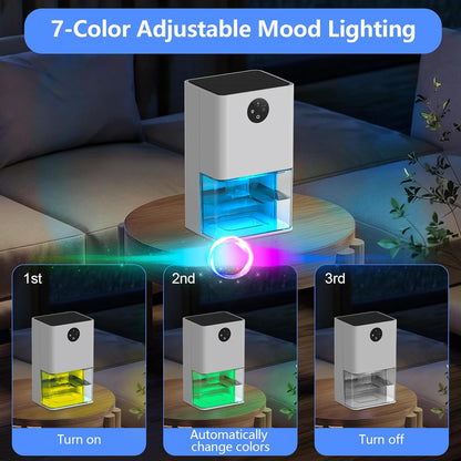 Deyagoo 50OZ Dehumidifier, Small Dehumidifier for Bedroom Closet 300 Sq. Ft | Quiet Operation, Portable, Auto Shut Off, 7 Color, Energy Saving