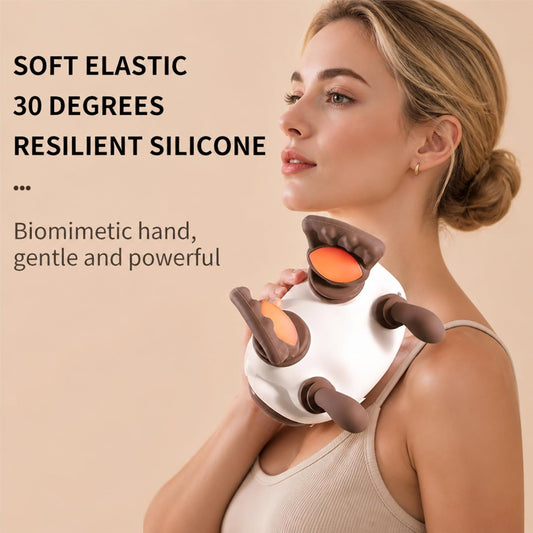 Neck and Shoulder Massager,Portable Shiatsu Back Massage Hand-Shaped Deep Tissue 4D Kneading Massager with Heat for Pain Relief and Muscle Relax,Gifts for Women Men,(Green)
