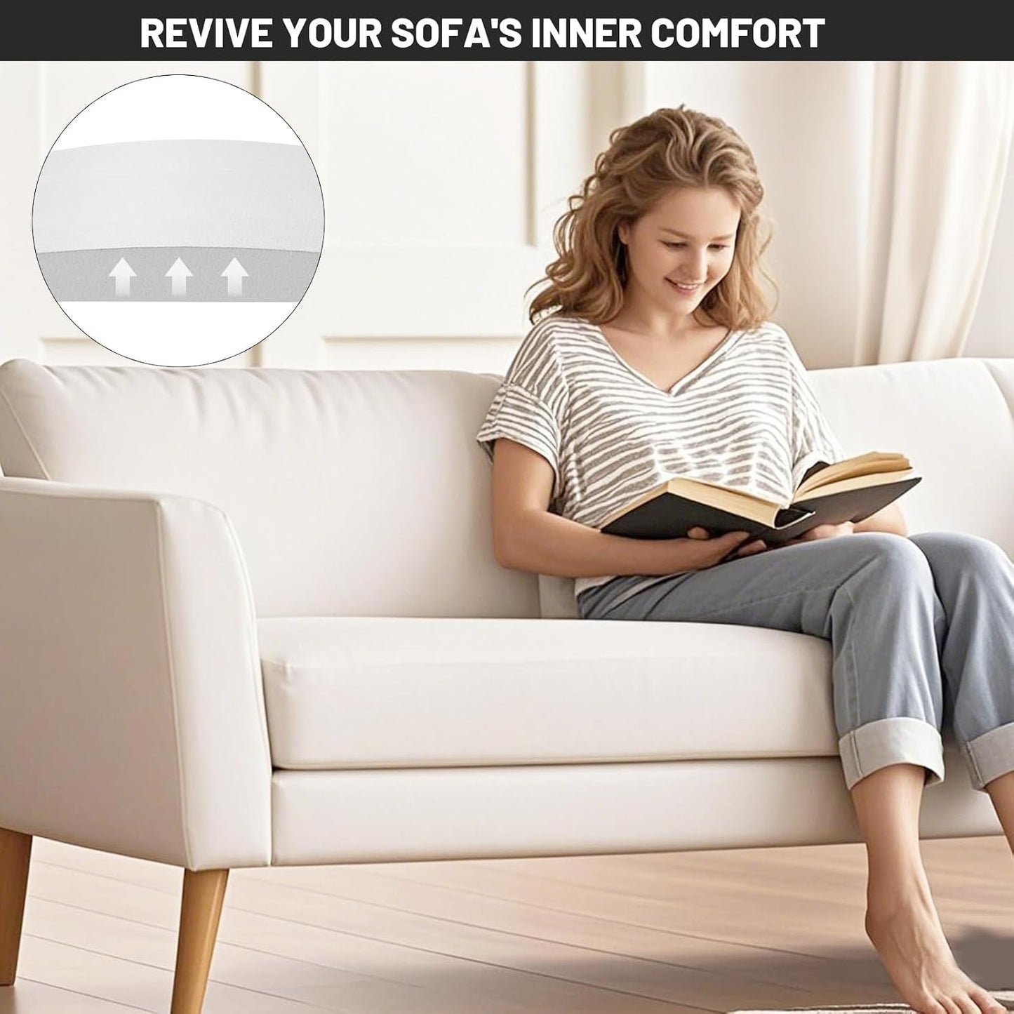 Couch Cushion Support for Sagging Seat, 20"x20"x2" 40D High Density Curved Foam Sofa Cushion Support, Under-Cushion Sag Repair,Grey Set of 3