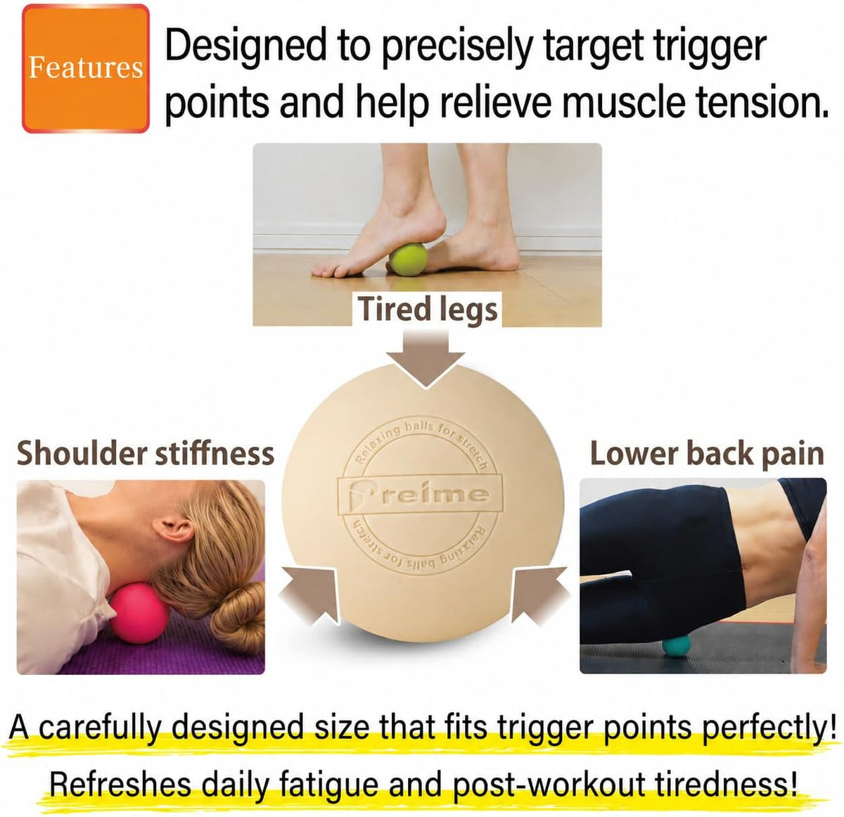 Massage Lacrosse Balls for Myofascial Release, Trigger Point Therapy,Manual Massage Balls, Muscle Knots, and Yoga Deep Tissue Massage. Set of 2 Firm Balls (Ivory and Off-White)
