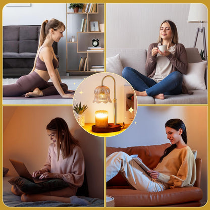 CRMILL Candle Warmer Lamp Electric Timer - Candles Warming Light Height Adjustable Dimmable Warmers Flower Lamps No Flame Heat Warm Melt Wax Jar Modern Home Decor Table Lights for Home Living Bedroom