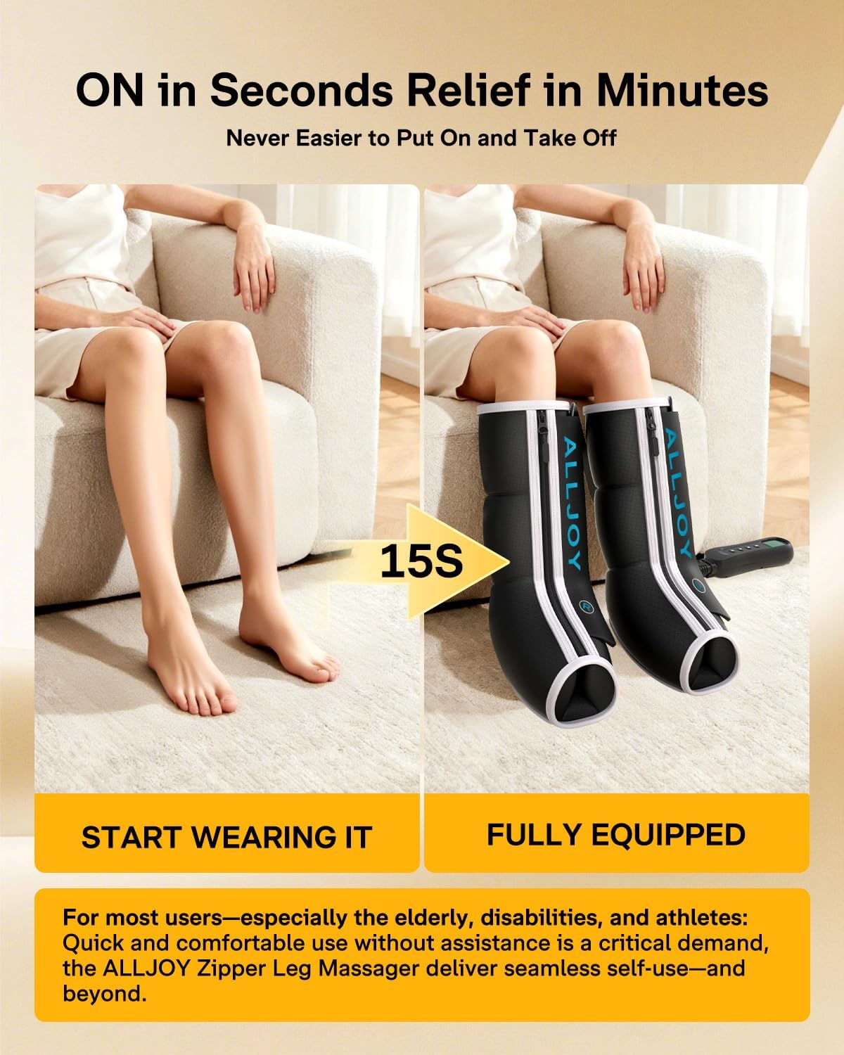 ALLJOY Leg Massager with Heat and Compression, Helpful for Swelling Edema | Sequential Leg Compression Massager Boots with 2 Heat 4 Mode 4 Intensity, Leg Massager for Circulation and Pain Relief FSA