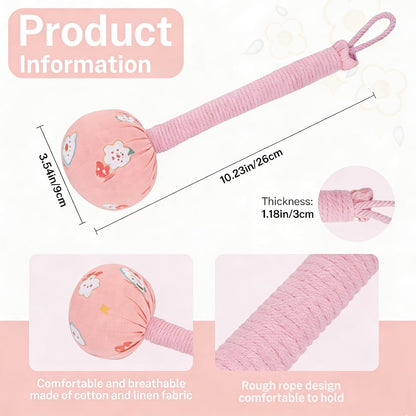 Wormwood Mugwort Massage Hammer 26cm, Manual Lymphatic Drainage Tool, Handheld Percussion Massager for Full Body Muscle Tension Relief (1, Pink)