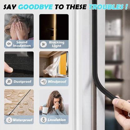 20FT Weather Stripping Door Seal, Self-Adhesive Silicone D-Shaped Seal Strip for Door Frame & Window Gaps, Soundproof Insulation Gap Filler
