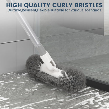 Hoklnuse Deck Brush with 51" Long Handle 360° Cylindrical Scrub Cleaner Tool for Cleaning Boat Pool Bathroom Ground 120° Swivel Floor Scrubber for Tile Grout Patio Tub Spa Adjustable Pole