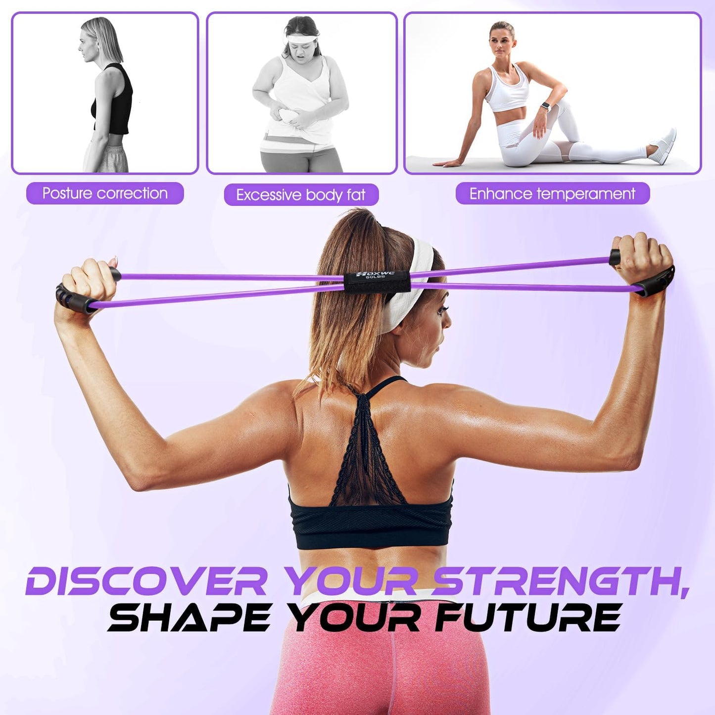 Resistance Bands, Figure 8 Resistance Band, Exercise Bands with Handles, Weights Workout Bands for Arms, Back, Shoulder, Leg, Physical Therapy, Pilates, Home Workout Equipment That Replace Dumbbells