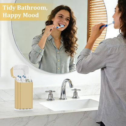 GFWARE Electric Toothbrush Holder with Cover, Ventilated & Drainage, Silver | Detachable 5 Slots Bathroom Organizer for Toothbrush & Toothpaste, Waterproof & Dustproof, Electric Toothbrushes Under 10 In