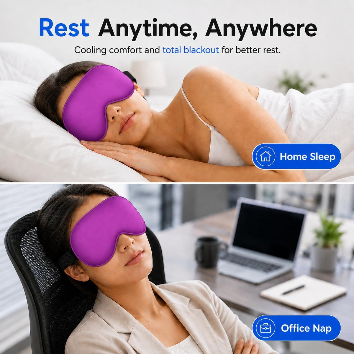 Cooling Sleep Mask with Mulberry Silk Surface & Removable Gel Pack