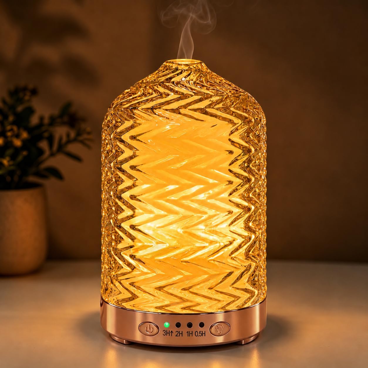 Essential Oil Diffuser for Home, Glass 120 ml | 7 Color Lights, Quiet Aromatherapy Diffuser, Auto Shut-Off & Timer for Bedroom Office, Gifts for Women - Dimond Glass