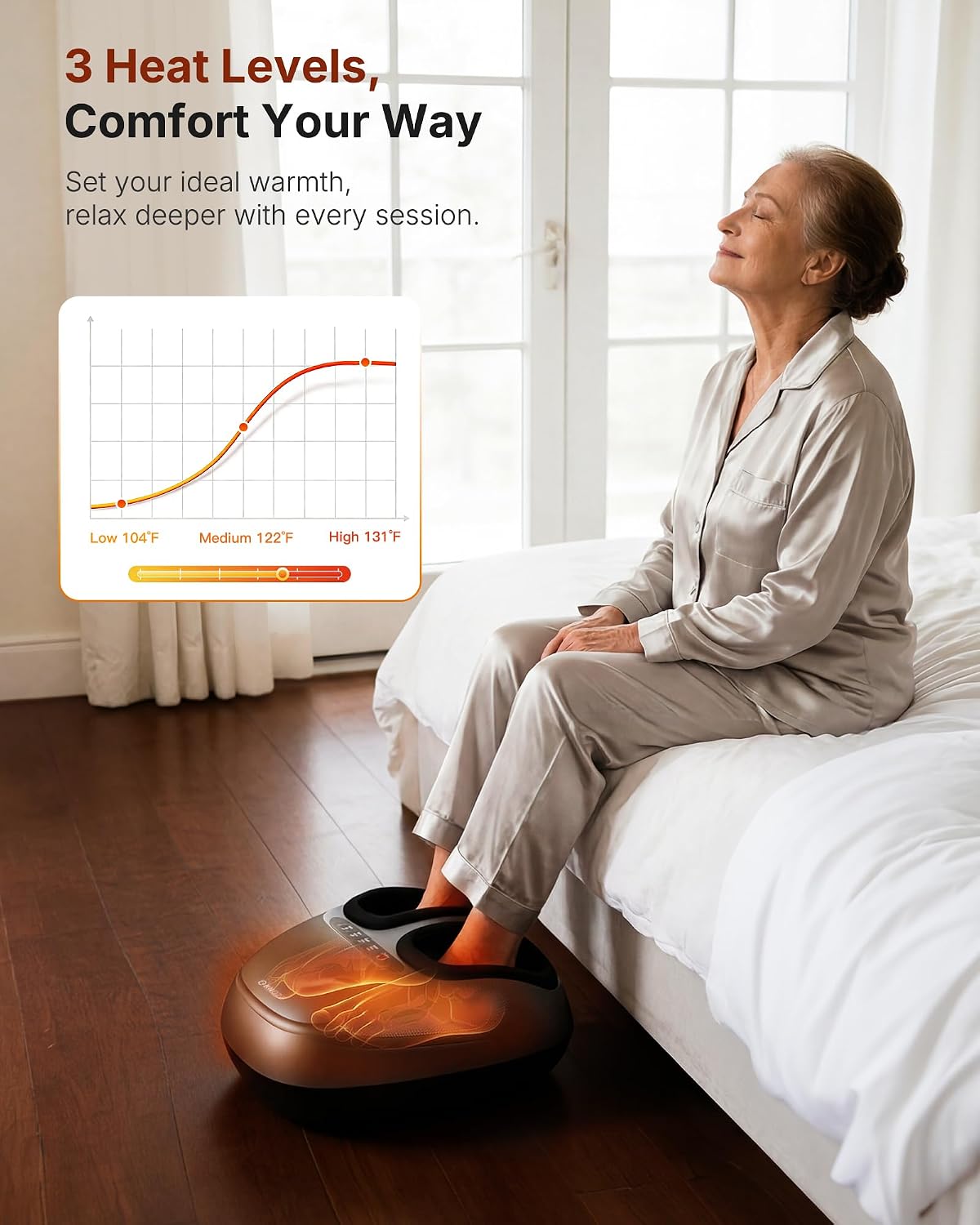 KNQZE Shiatsu Foot Massager with Heat for Plantar Fasciitis, FSA Eligible | Deep Kneading Shiatsu Massage, Multiple Heat & Compression Levels, Remote Control, Fits Men's Size 13, Gift for Women Men Mom
