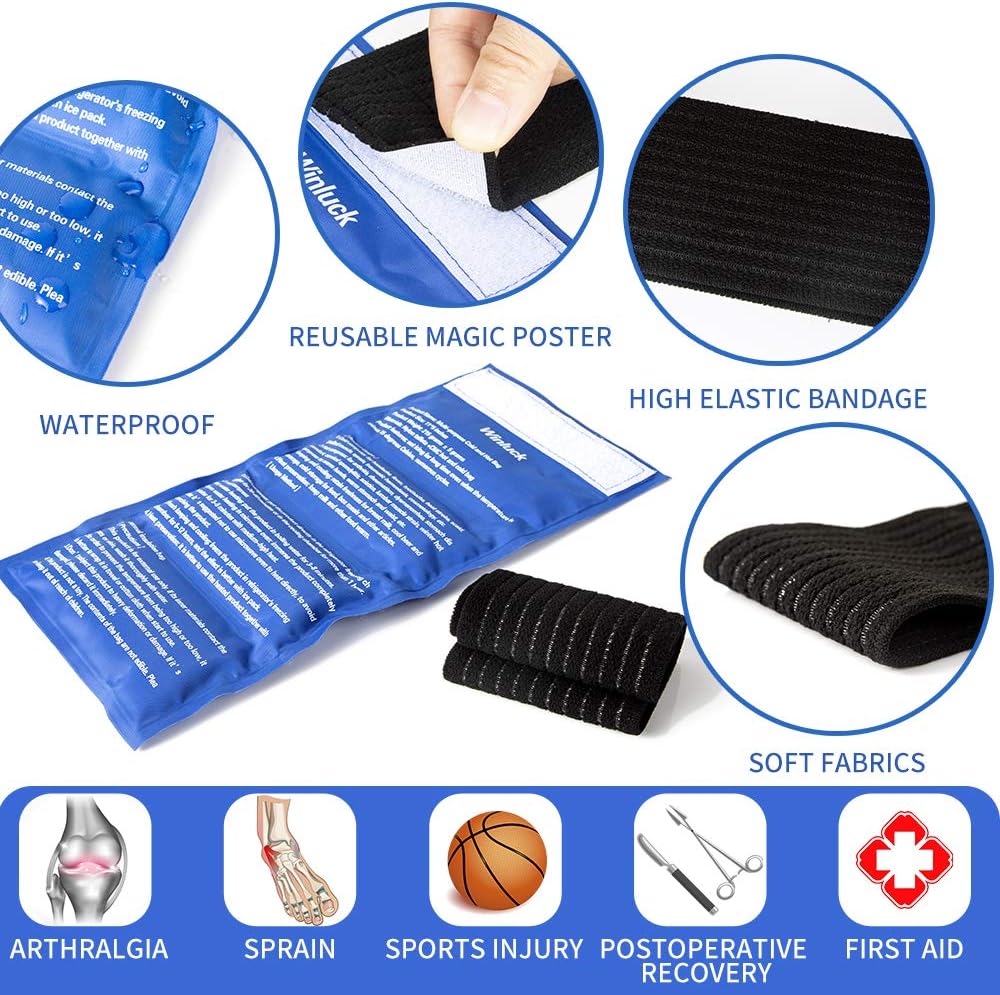 Reusable Gel Ice Pack 2 Piece Set Soft Cold Hot Compress Wraps with Straps
