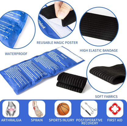 Gel Ice Packs for Injuries- Adjustable Wrap for Pain Relief Ice Pack+Heat Pack ， Non-Toxic Smooth Reusable, Support Rehabilitation, Flexible Therapy - Shoulder, Back, Knee, Neck, Ankle, Jaw & More,
