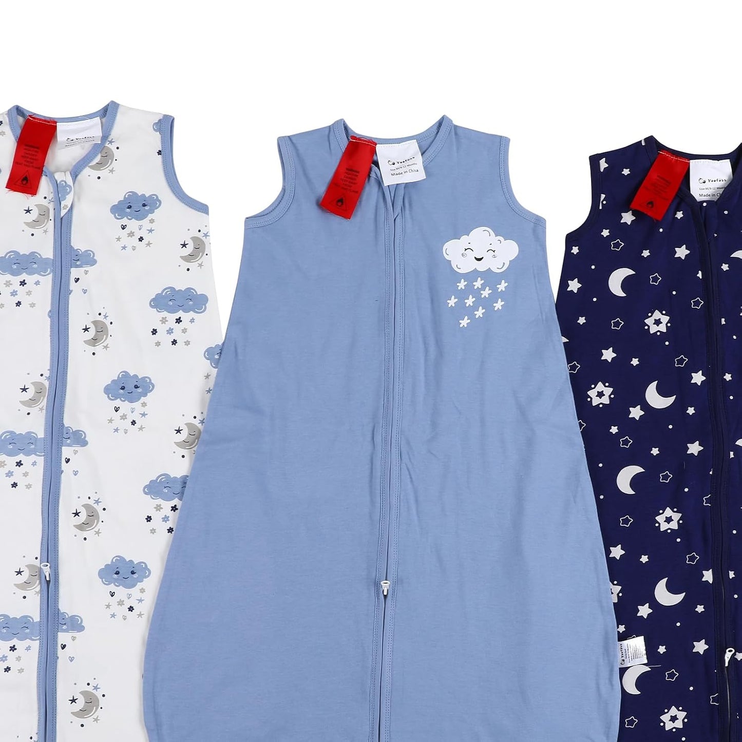 Yoofoss Baby Sleep Sack 0-6 Months Wearable Blanket for Babies 100% Organic Cotton 2-Way Zipper TOG 0.5 Toddler Sleeping Sack 3 Pack, Sleep Sacks