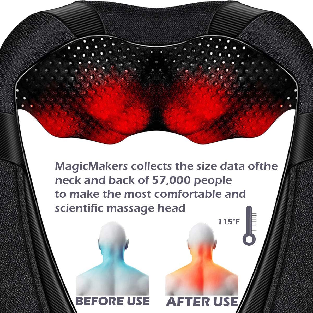 Shiatsu Neck and Back Massager with Heat for Pain Relief Deep Tissue Gifts