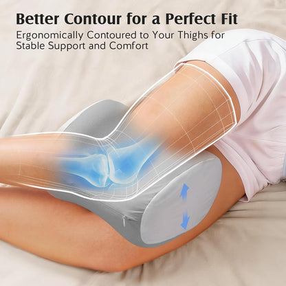 YFONG Knee Pillow for Side Sleepers, Memory Foam Leg Pillow, Blue | Adjustable & Detachable Strap, Ergonomic Support for Back, Hip, Knee, Sciatica Pain