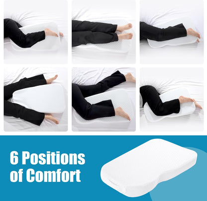 HOMBYS Memory Foam Knee Pillow for Side Sleepers, Leg Pillow for Knee, Separates The Knees for Body Alignment-Between Leg Pillow for Lower Back Pain Relief and Pregnancy Support -(18"x30"x3", White)