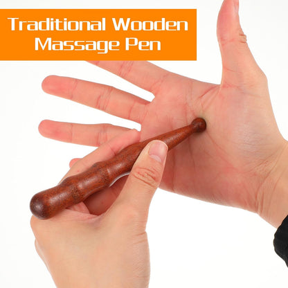 Sandalwood Acupoint Massage Pen Acupuncture Pen Traditional Wooden Acupressure Stick Reflexology Tool Gua Sha Scraping Board Trigger Point Massager for Wood Body Hand Foot Waist Calf Leg Relaxing
