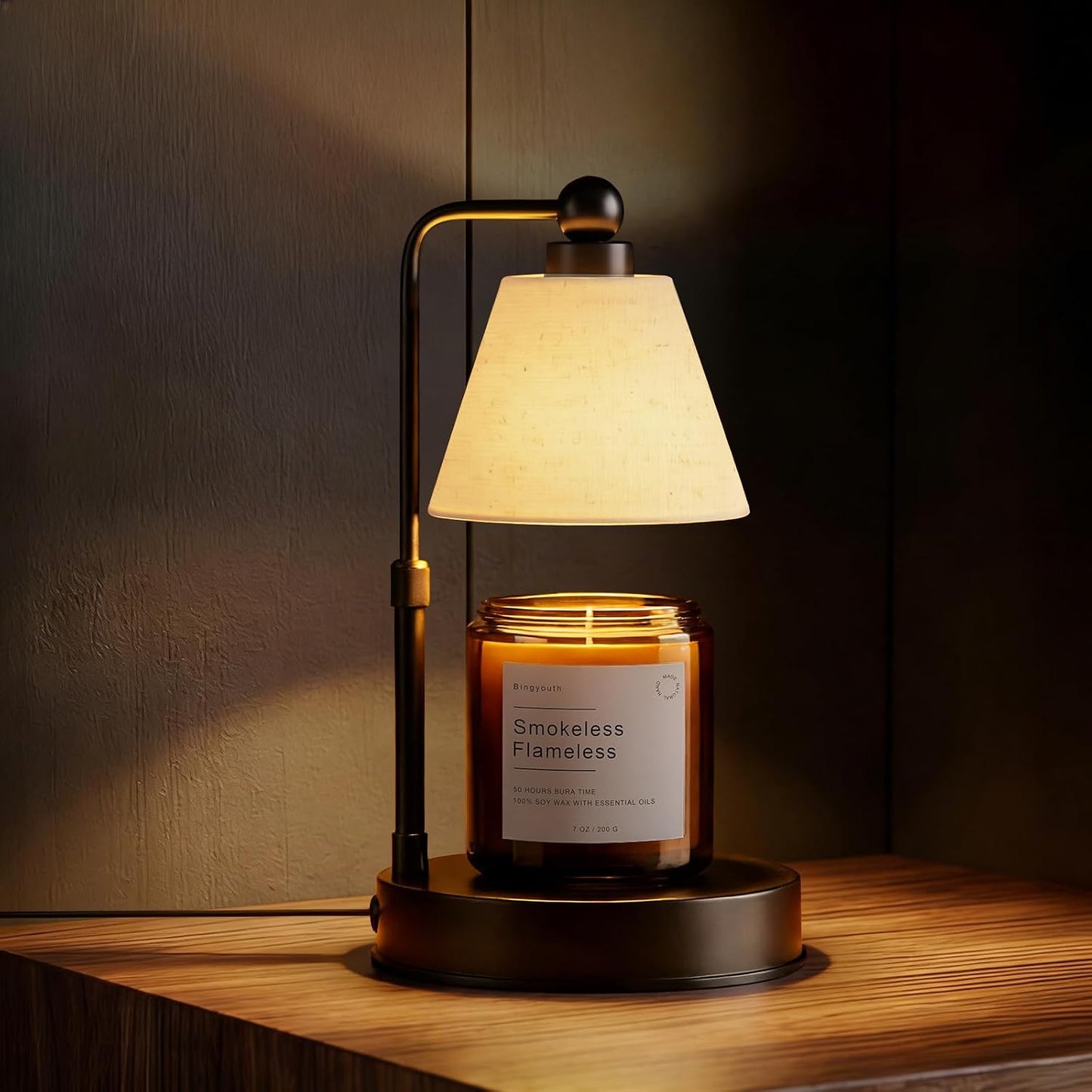 Candle Warmer Lamp with Timer, Best House Warming Gift, Height Adjustable & Dimmable Electric Candle Warmer Lamp, Includes 2 Bulbs, Birthday Gift for Women, Mom, Housewarming - Flaxen