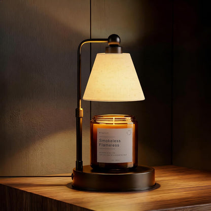 Candle Warmer Lamp with Timer, Best House Warming Gift, Height Adjustable & Dimmable Electric Candle Warmer Lamp, Includes 2 Bulbs, Birthday Gift for Women, Mom, Housewarming - Flaxen