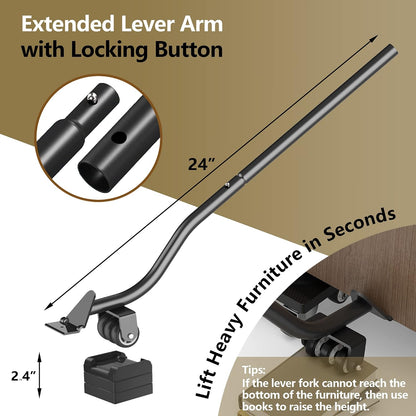 Lengthening Furniture Lifter Tool with Height-Adjustable Base – Ideal for Heavy Furniture Movers Sliders and Wheels Lifts Furniture Easily Without Effort up to 660 lbs (Innovative Lifter - M Sliver)