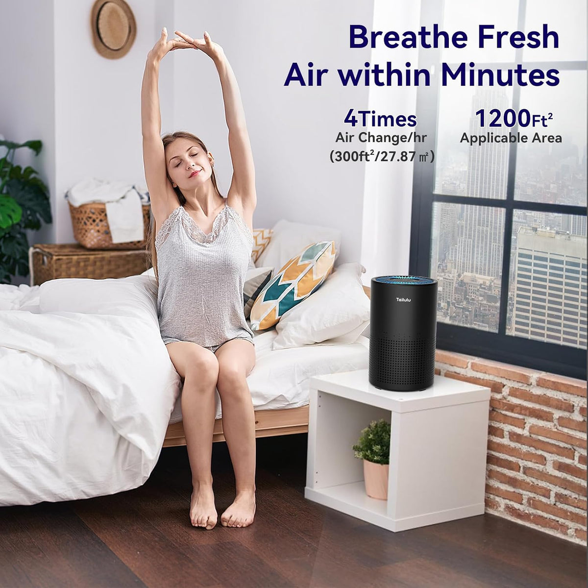 Tailulu Air Purifiers for Home 1200 Ft², H13 True HEPA Air Purifier Bedroom