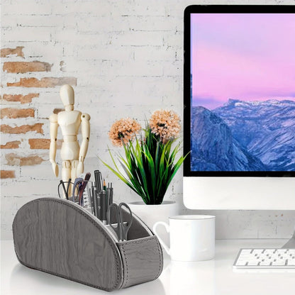Pu Leather TV Remote Control Holder with 5 Compartments,Remote Caddy/Tray | Bedside Table Desk Storage Box/Organizer for Pen,DVD,Blu-Ray,Media Player,Heater Controller,Cosmetics,Glasses,Office Supplies