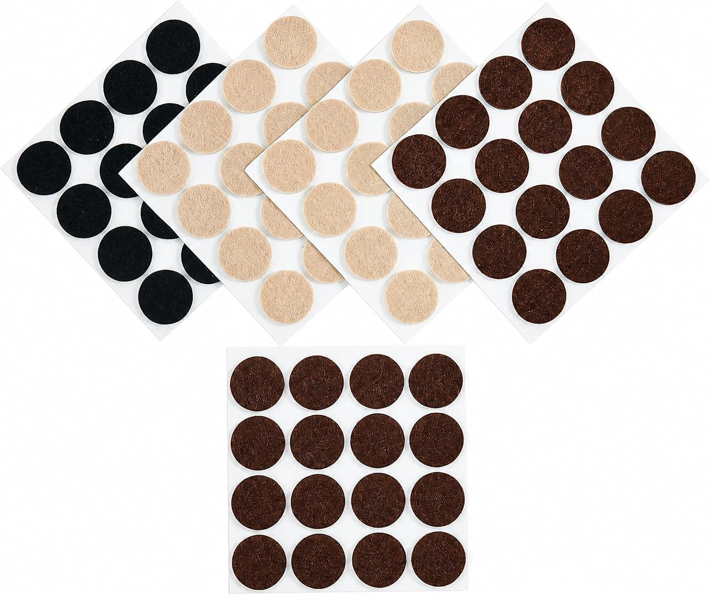 80 PCS Felt Furniture Pads, 1 Inch Round Felt Pads for Chairs, Tables, Sofas, Beds, Appliances, Self Adhesive Non Slip Floor Protectors for Hardwood Floors, 3mm Thick (Brown, Beige, Black)