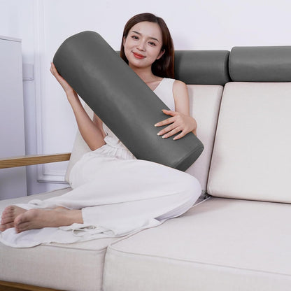 2 Pack Neck Roll Pillow, High-Density Foam Cylinder Bolster Pillow for Neck, Back & Lumbar Support, Ergonomic Round Pillow for Side Sleepers, Sleeping, Removable Washable Cover (7.9''x23.6'' Orange)