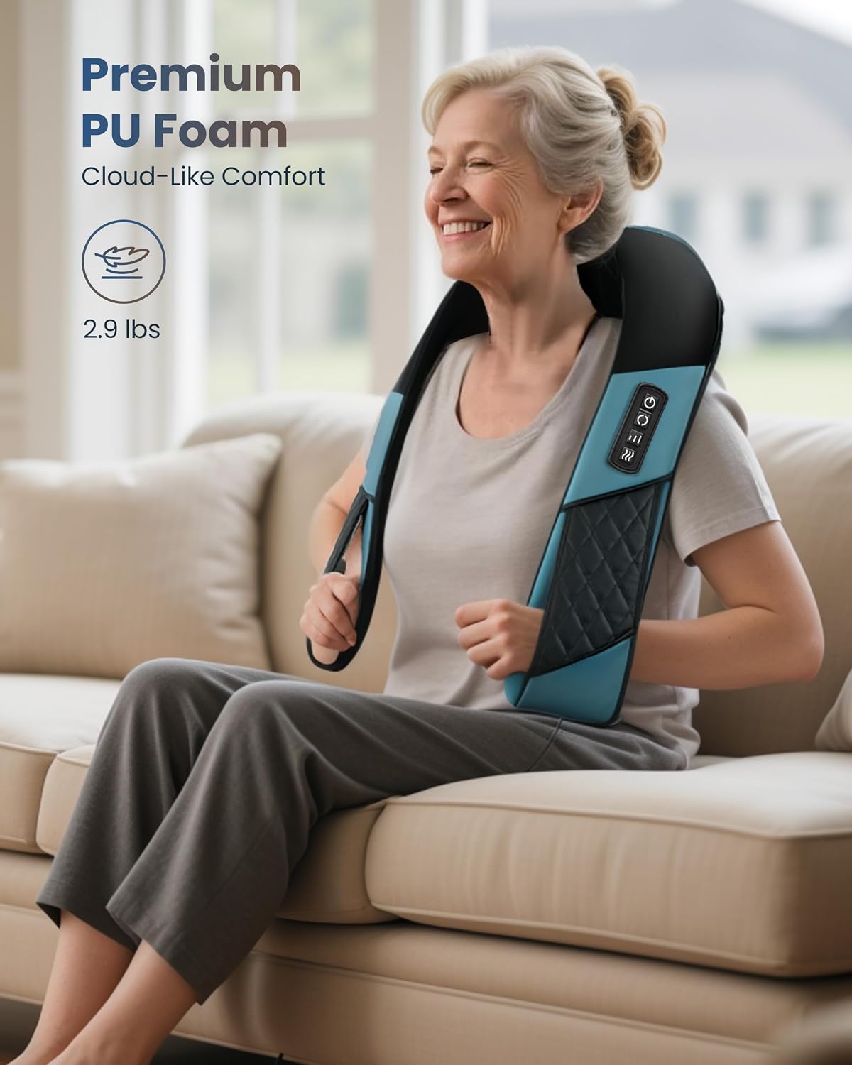 COMFIER Shiatsu Neck and Shoulder Massager with Heat,White Elephant Gifts for Adults,4D Deep Kneading Massage Pillow with Heat, Back Massager, Pillow Massage,Jet Black