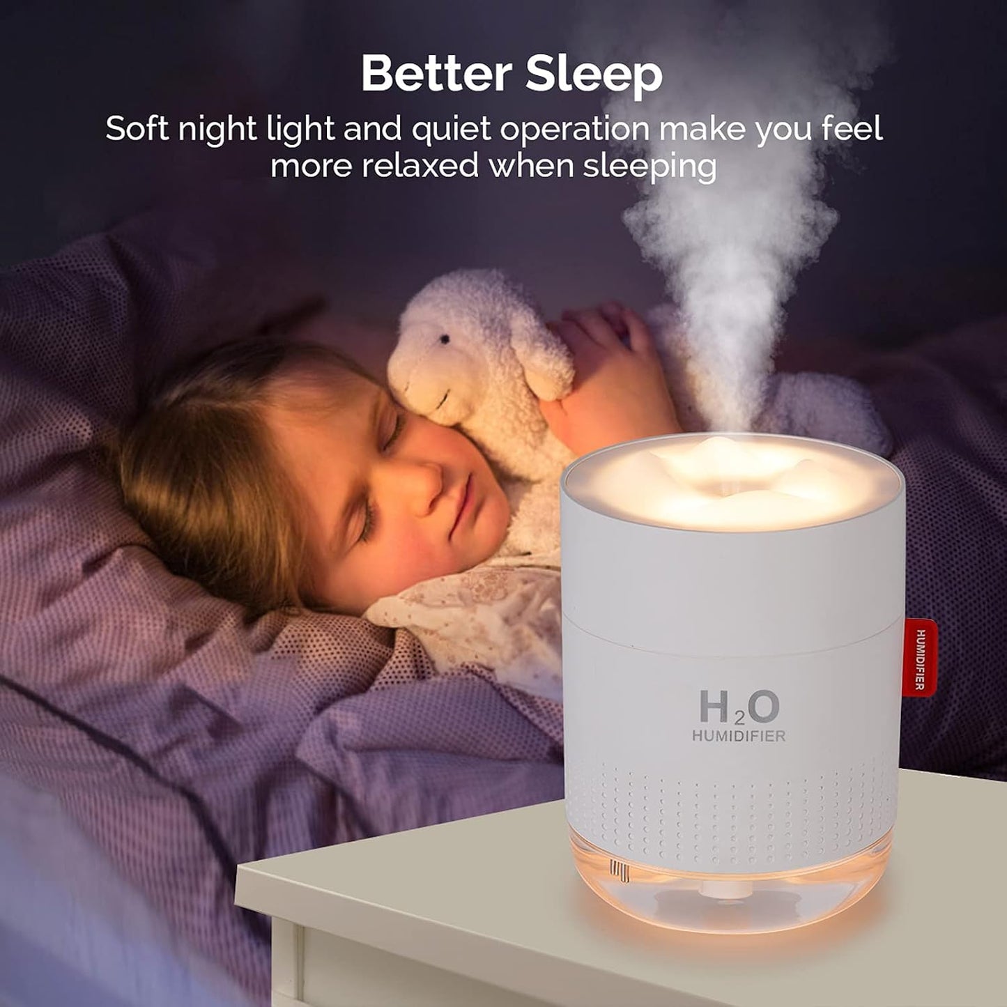 Portable Mini Humidifier, 500ml Small Humidifier for Bedroom Travel, White | USB Personal Cool Mist Humidifier for Baby Room Office Desk Home Plants, Auto Shut-Off, 2 Mist Modes, Super Quiet