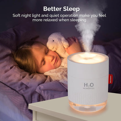 Portable Mini Humidifier, 500ml Small Humidifier for Bedroom Travel, White | USB Personal Cool Mist Humidifier for Baby Room Office Desk Home Plants, Auto Shut-Off, 2 Mist Modes, Super Quiet