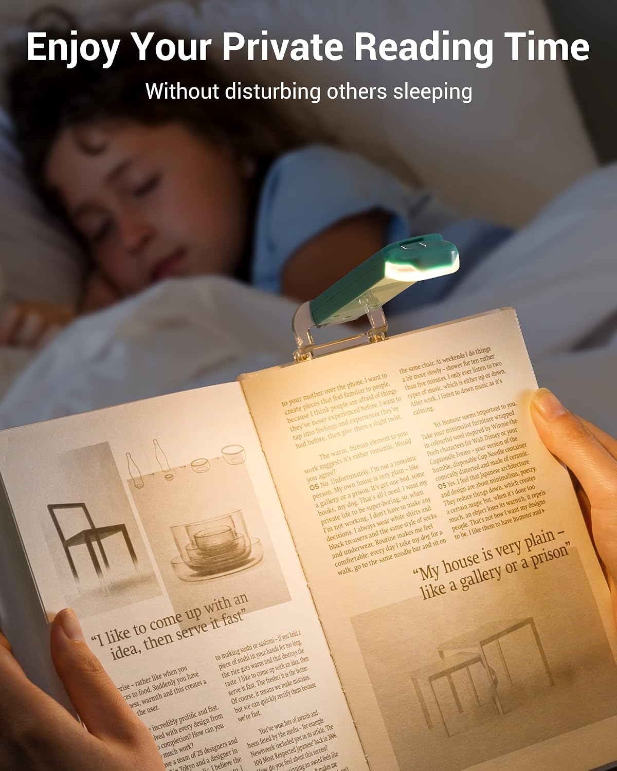 DEWENWILS USB Rechargeable Book Reading Light, 3000K Warm White, Brightness Adjustable Clip on LED Bookmark Lamp at Night in Bed, Portable Booklight for Bookworms, Kids