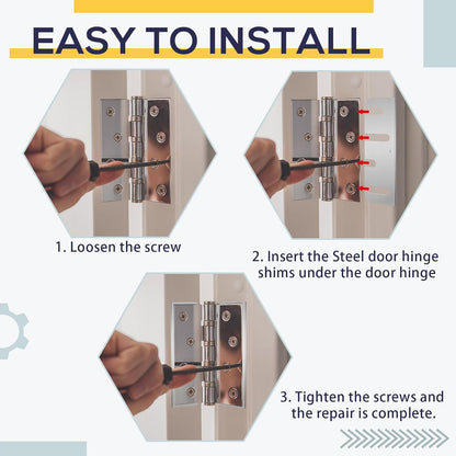 10 Pcs Hardware Door Hinge Shims Stainless Steel Metal Coated Finish Door Hinge Shim for Repair Kit (4 Inch,White)