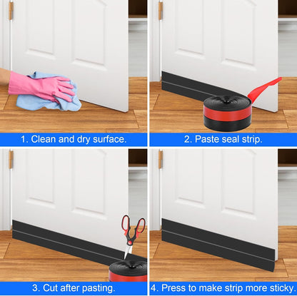 ToLanbbt Weather Stripping Silicone Door Seal Strip 2 in x 10 ft Door Draft Stopper Self Adhesive Tape, Side & Bottom Gaps Insulation Seal for Glass Shower Sliding Window, Black