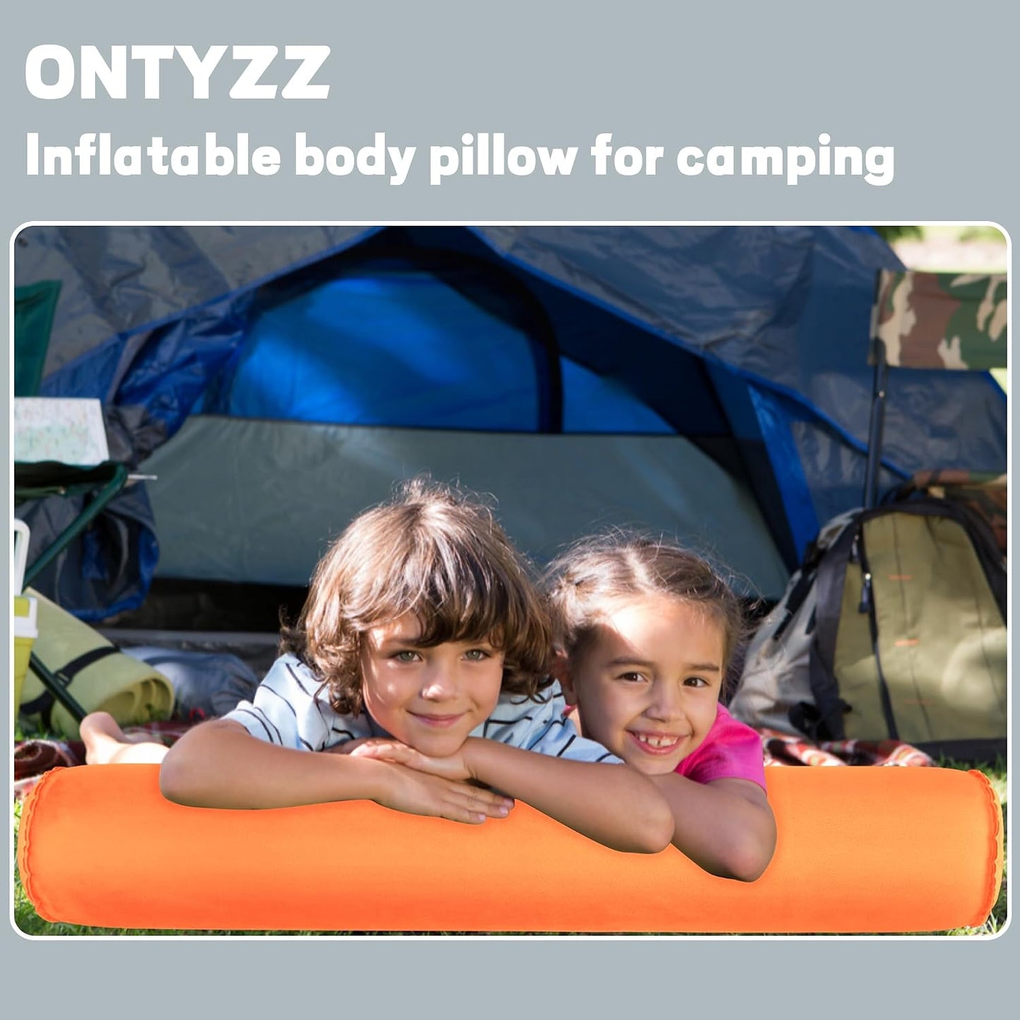 ONTYZZ Inflatable Round Neck Pillow Cervical Roll Pillow, 4.9 * 14.96 inch | Cylinder Bolster Pillow for Head, Neck, Back, Legs and Yoga, Grey
