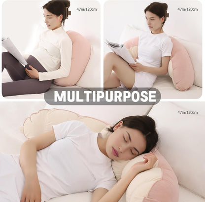 Peallow(Pat. Pend) – Long Round Body Pillow for Adults, Bolster Pillow for Sleeping, Soft and Supportive Pillow for Sleeping & Lumbar Support (Green-White, 29.5")