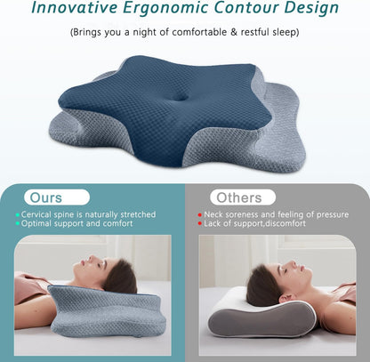 CHxxy Memory Foam Pillows, Cervical Pillow for Neck & Shoulder Pain Relief