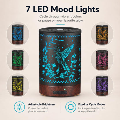 Tree Essential Oils Diffuser for Home 150ML Aromatherapy Diffuser | Birthday Gifts for Women mom,Metal Cool Mist Humidifier with 7 Colors Lights Waterless Auto Off Air Diffusers