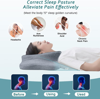CHxxy Memory Foam Pillows, Cervical Pillow for Neck & Shoulder Pain Relief