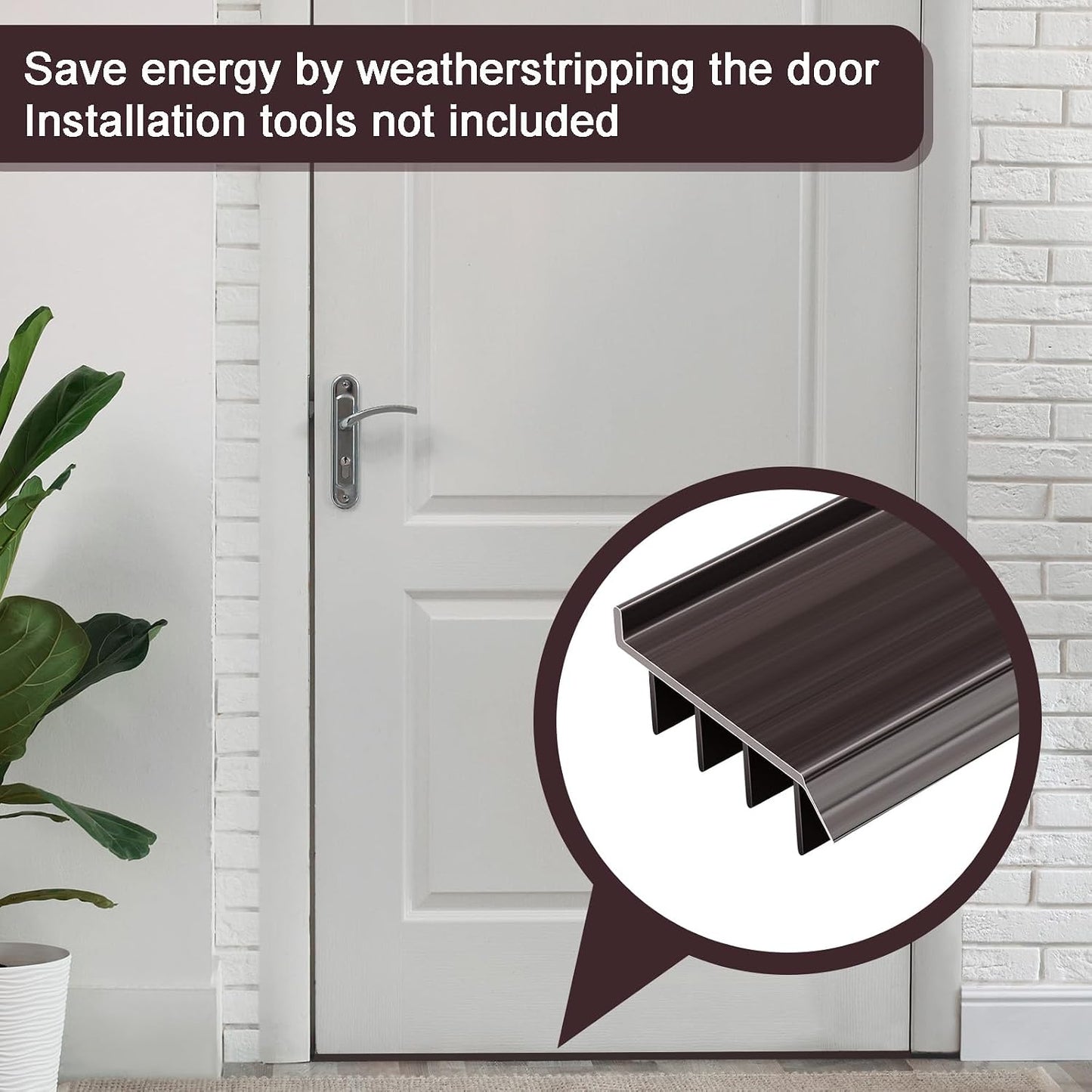 2 Pcs 3 Feet Brown Vinyl Door Bottom Adjustable Weatherstrip Door Bottom with Drip Cap Weatherproof Under Doors Seal for Gaps from 1/4'' to 9/16'' for 1 3/4'' to 2'' Thick Doors