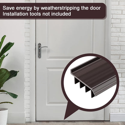 2 Pcs 3 Feet Brown Vinyl Door Bottom Adjustable Weatherstrip Door Bottom with Drip Cap Weatherproof Under Doors Seal for Gaps from 1/4'' to 9/16'' for 1 3/4'' to 2'' Thick Doors