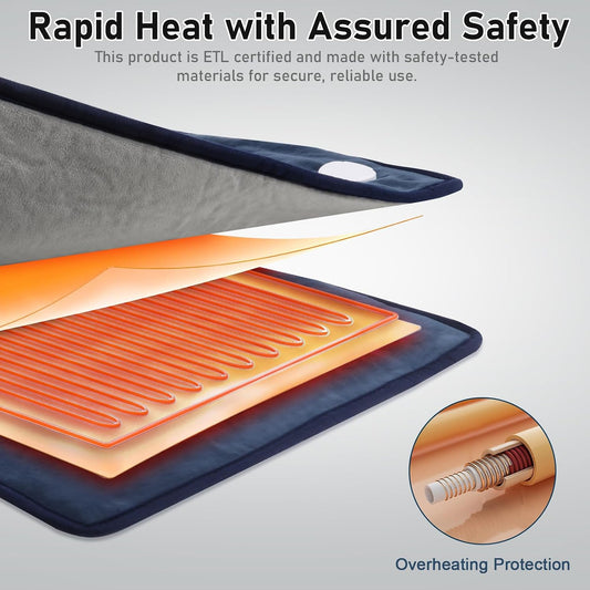 Heating Pad for Neck and Shoulders and Back Pain Relief, Large Size 24”X34” Electric Heating Pad with 9 Heat Setting & 4 Auto-Off Timers - Gifts for Women Men