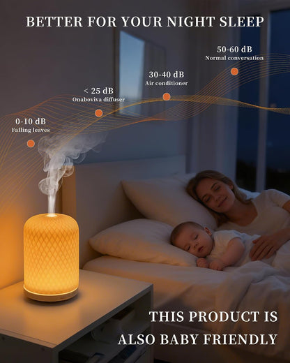 Essential Oil Diffuser - 2.4MHz Ultrasonic Glass Diffuser with Pulse/Continuous Mist & Night Light, Waterless Auto-Off, Silent Aromatherapy Diffuser for Home, Office, Yoga, Spa, Gifts & Home Decor.