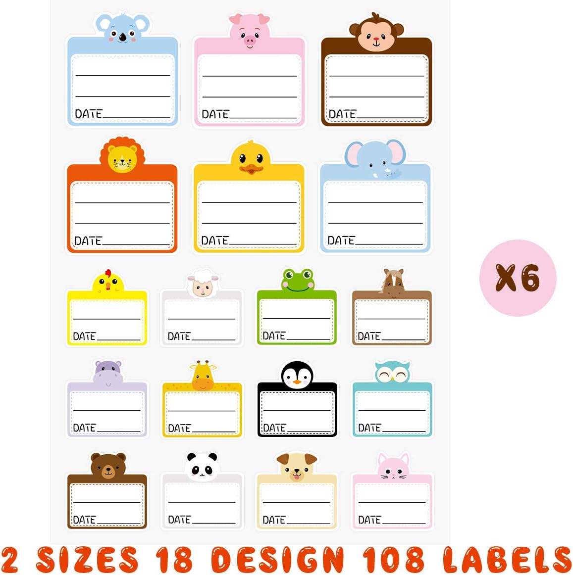 Ceiba Tree Food Containers Stickers Daycare Labels Removable Waterproof Labels for Kitchen Kids Bottle 108Pcs
