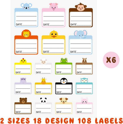 Ceiba Tree Food Containers Stickers Daycare Labels Removable Waterproof Labels for Kitchen Kids Bottle 108Pcs