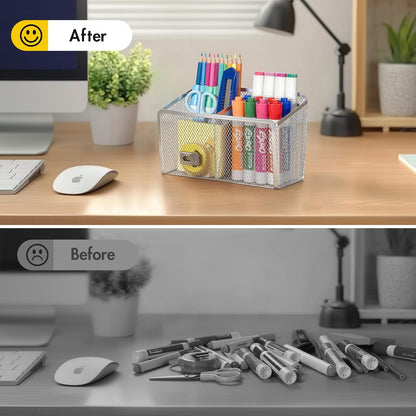 BEYGORM Magnetic Dry Erase Marker Holder for Whiteboard, Locker Organizer | Mesh Non-slip Pen & Pencil Holder for Refrigerator, Basket for Classroom, School &Office (Black, 1-Pack)
