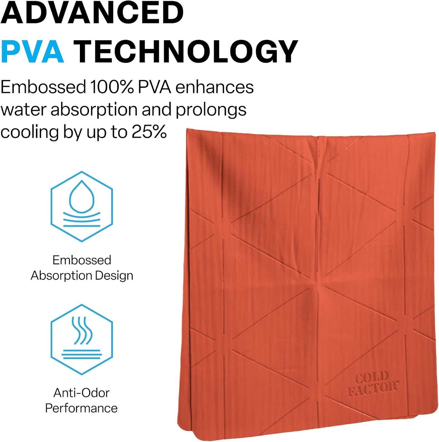 COLD FACTOR Instant PVA Cooling Towels, Cooling Neck Wraps, Blue, 3 Pack | 5 Hours of Cooling, UPF 50+, Soft Cooling Towels for Neck and Face, Machine Washable, Ideal for Sports & Workouts, 3"x29.5"