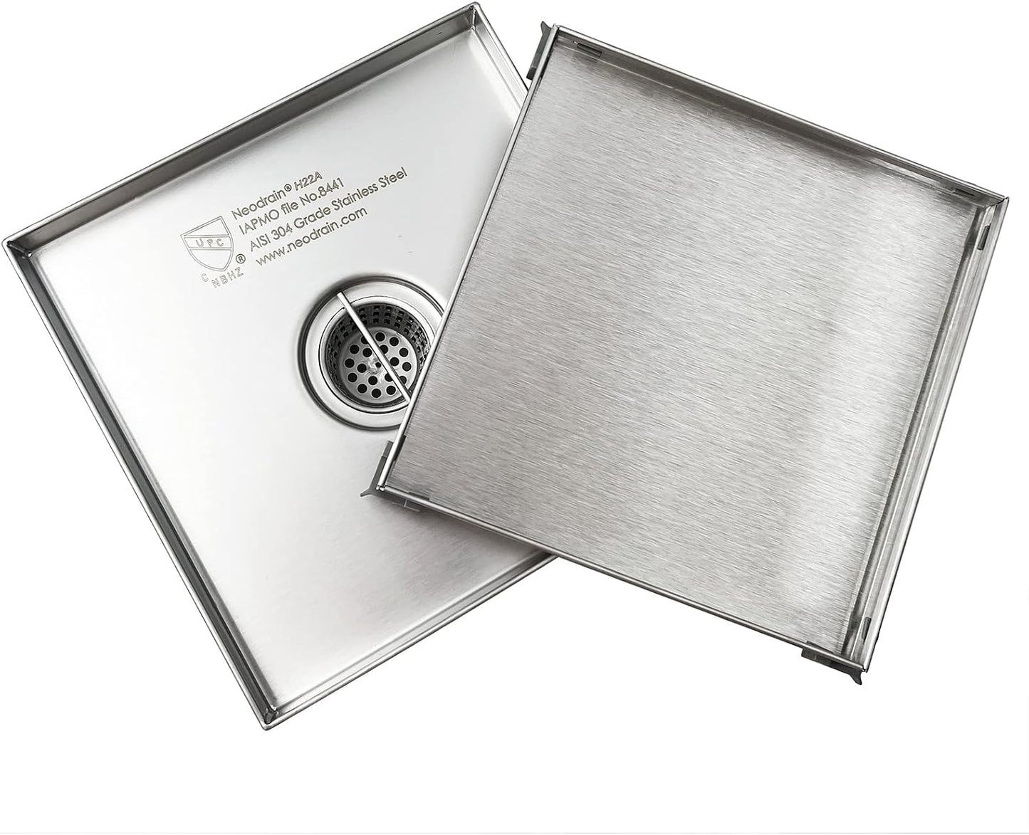 Neodrain 4" Brushed Square Shower Drain with Removable Tile Insert Grate | 304 Stainless Steel Tile Square Drain, Hidden Drain,Easy to Clean, Waterproof & Sturdy Shower Drain, CUPC Certified