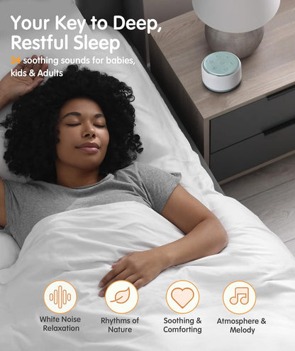 FamiSym Rechargeable White Noise Sound Machine Baby with Night Light